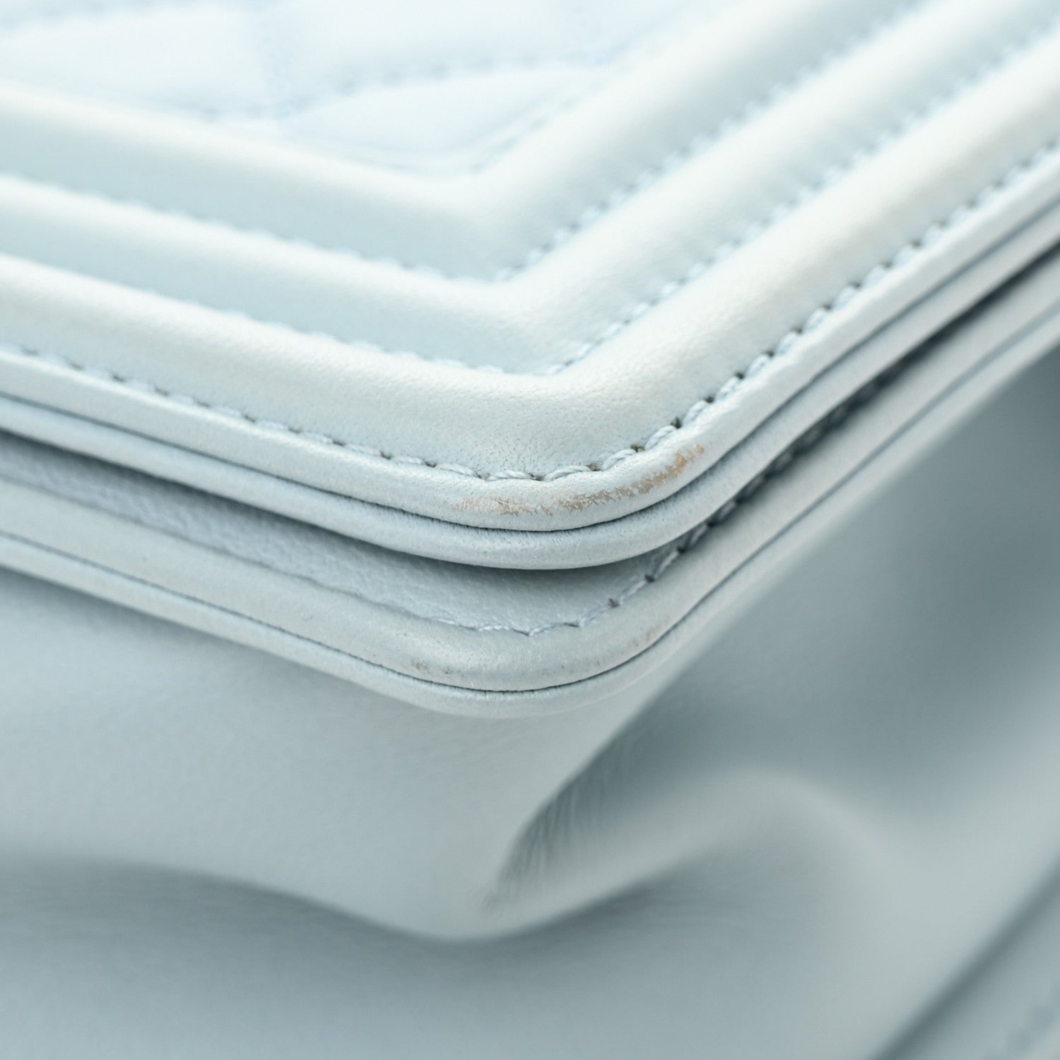 Calfskin Quilted Medium Boy Flap Light Blue