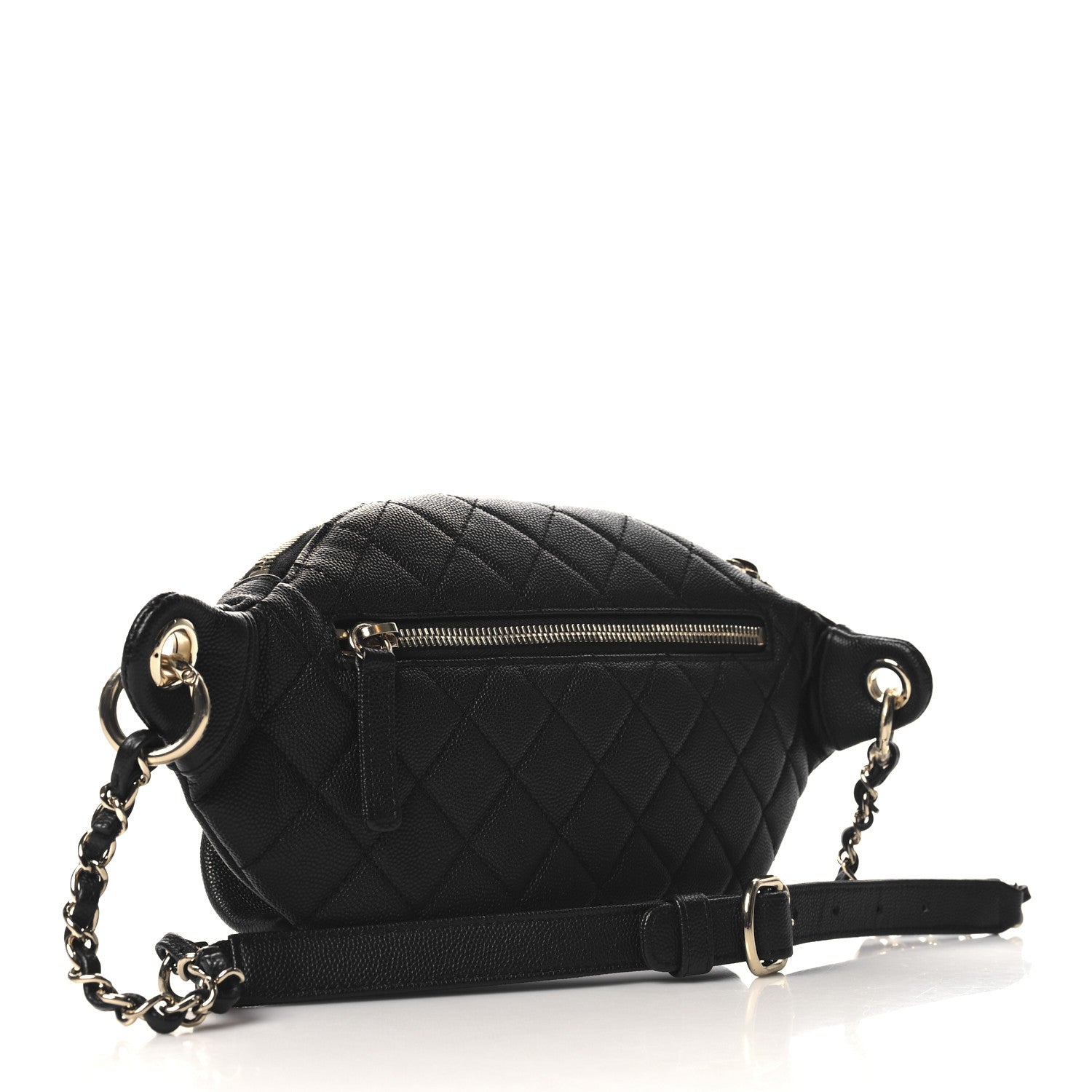 Caviar Quilted Filigree Waist Bag Black