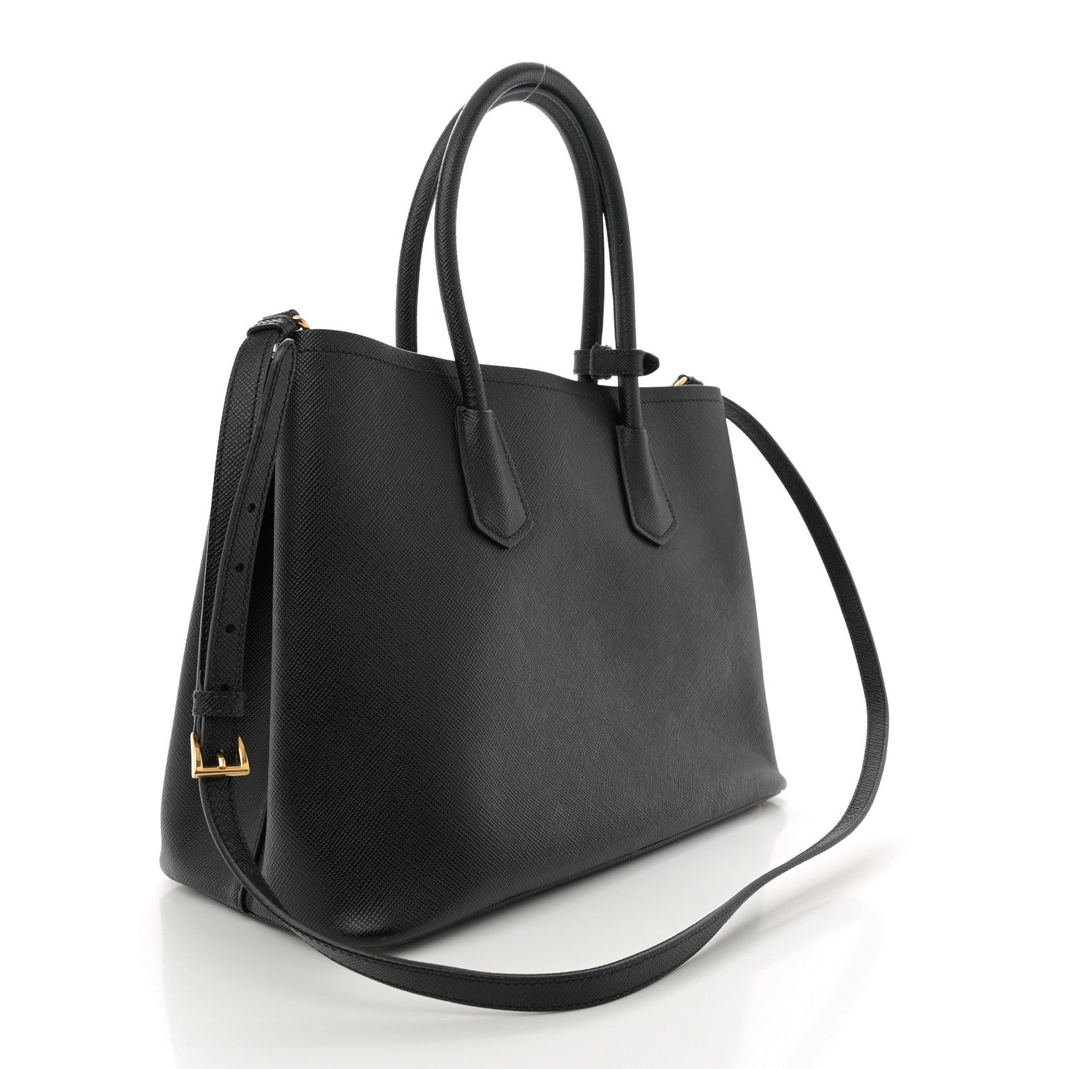 Saffiano Cuir Medium Double Bag Black Mughetto