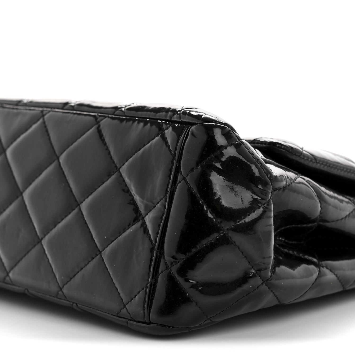 Patent Quilted Maxi Double Flap Black