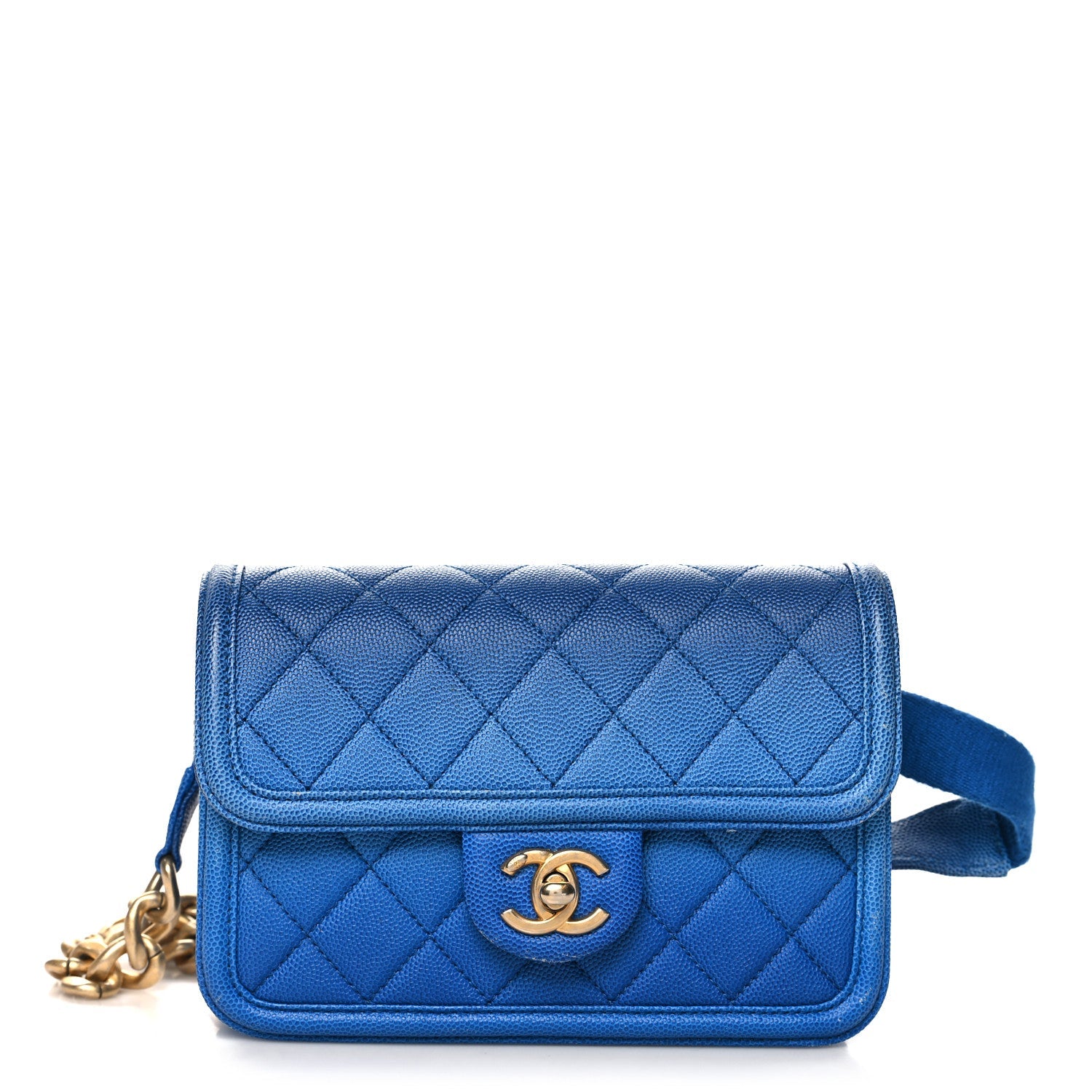 Caviar Quilted Sunset On The Sea Waist Bag Blue
