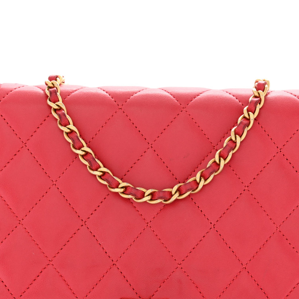 Lambskin Quilted Boy Wallet On Chain WOC Dark Fuchsia