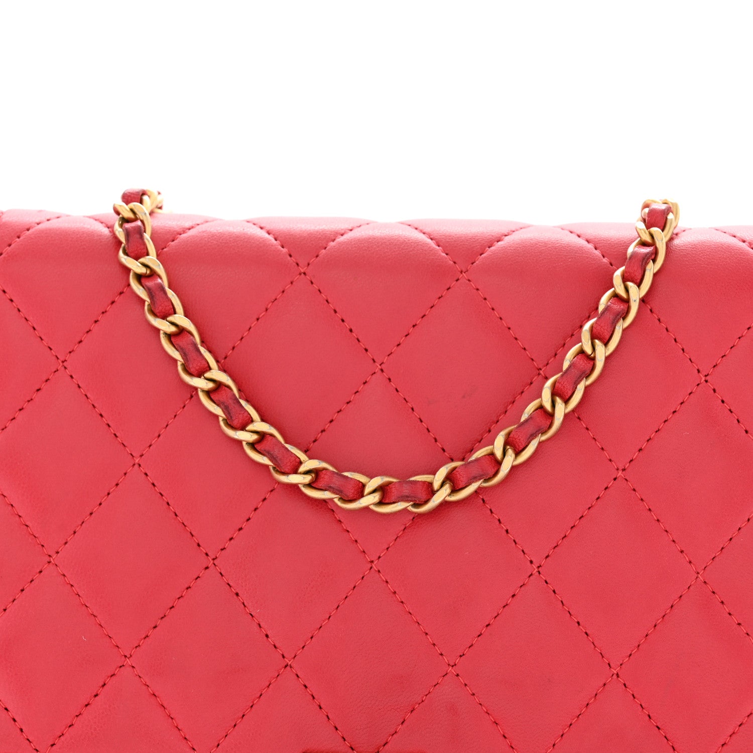 Lambskin Quilted Boy Wallet On Chain WOC Dark Fuchsia