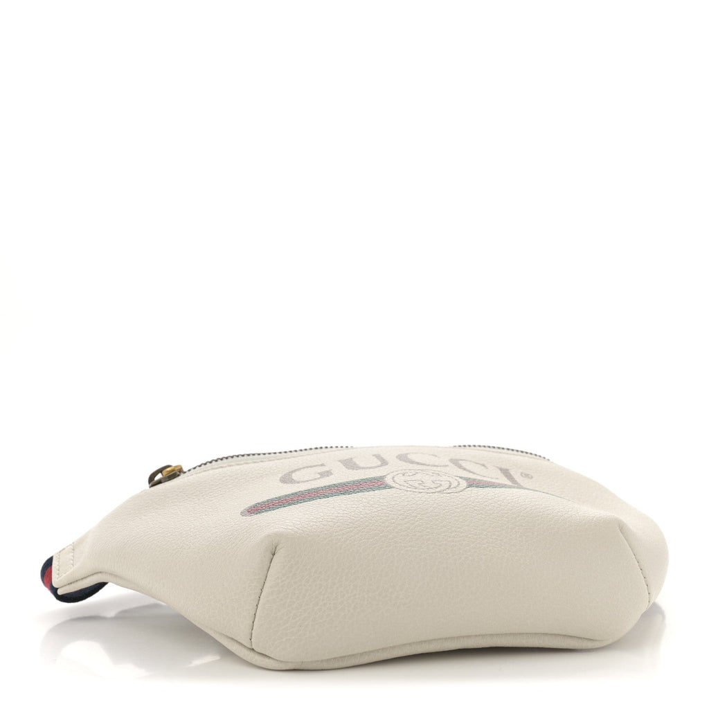 Grained Calfskin Small Logo Belt Bag White