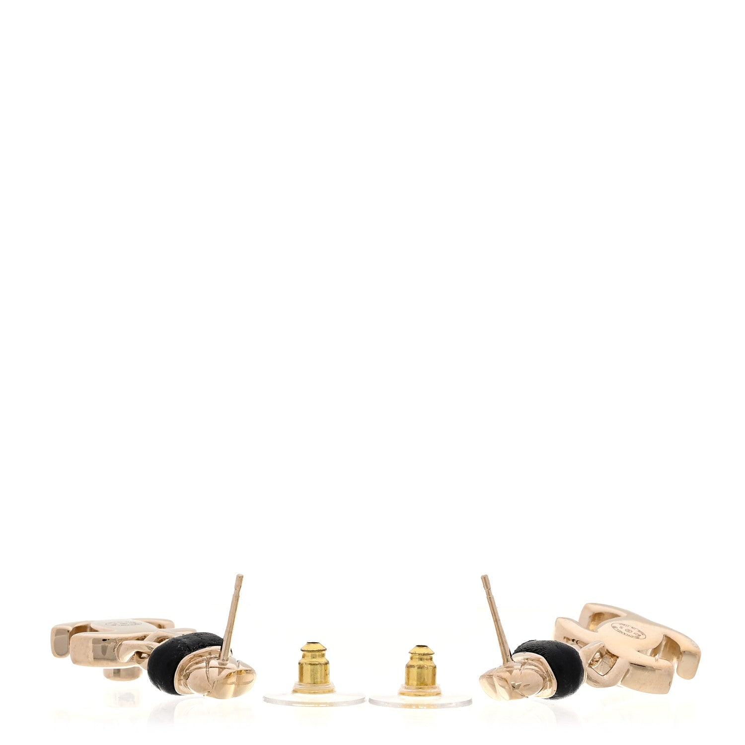 Lambskin CC Turnlock Drop Earrings Gold Black