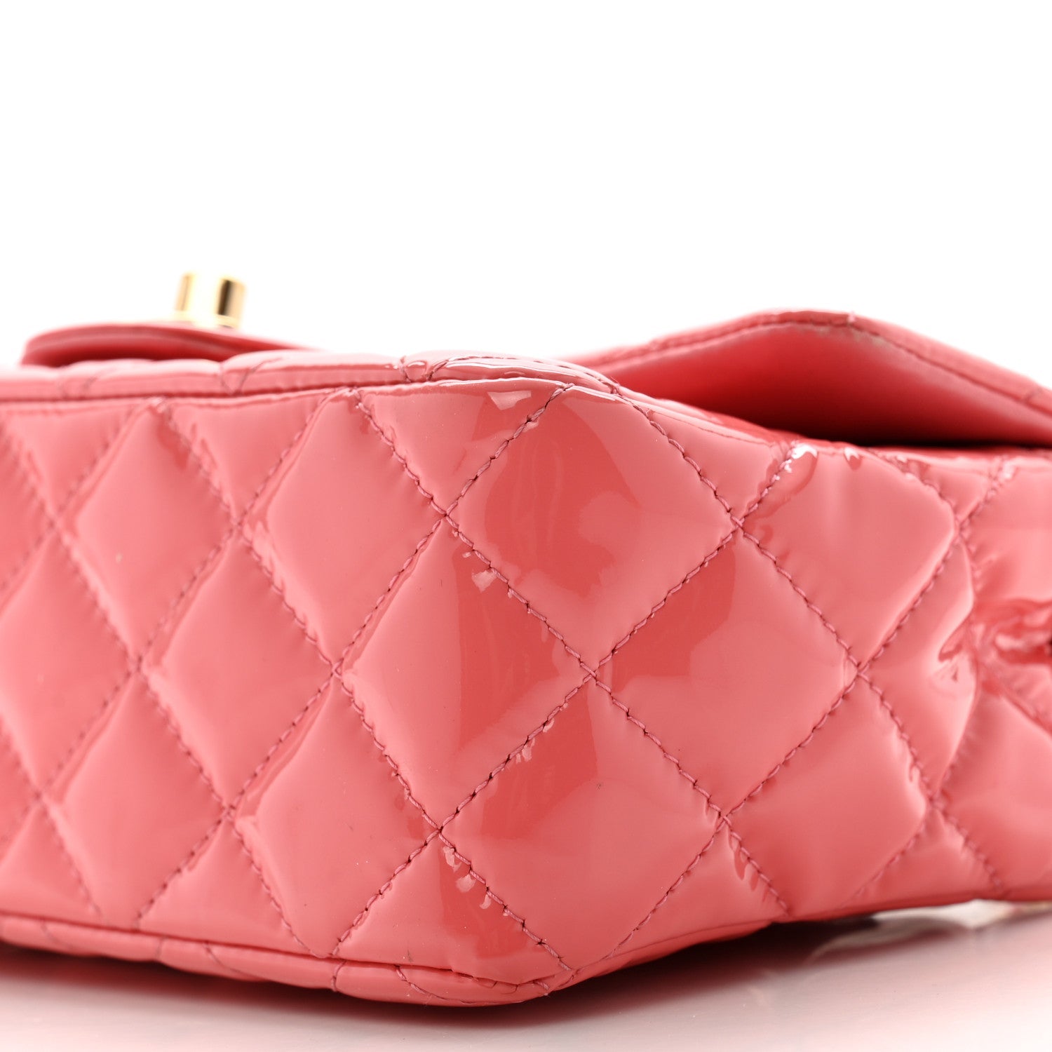 Patent Calfskin Quilted Mini Rectangular Flap Pink