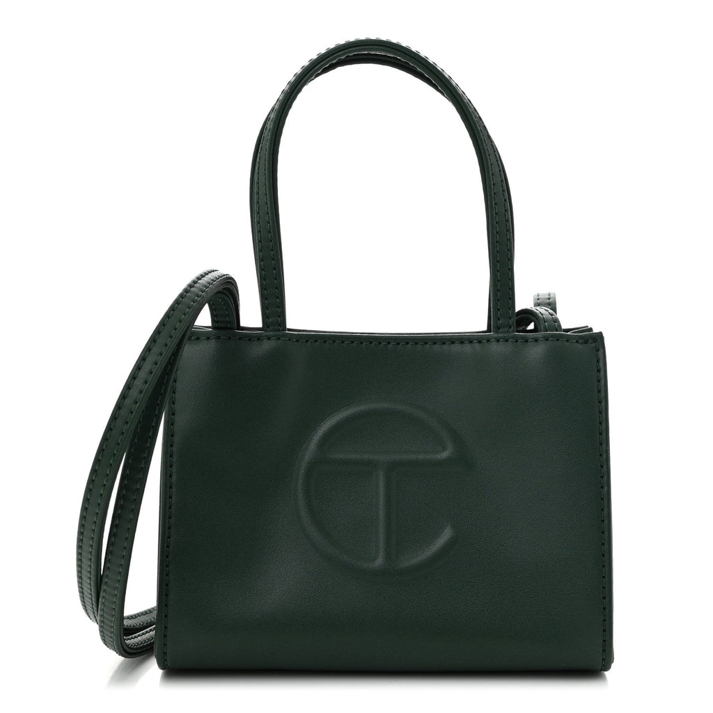 Vegan Leather Small Shopping Bag Dark Olive