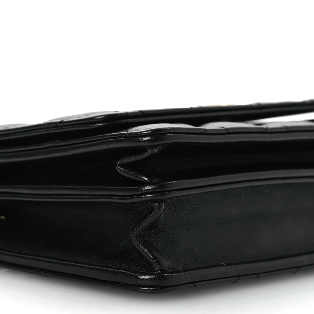 Lambskin Quilted CC Pearl Enamel Clutch on Chain WOC Black