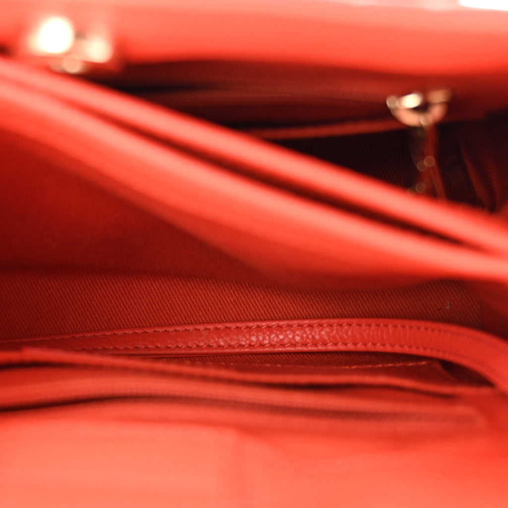 Grained Calfskin Mini Neo Executive Shopper Tote Red