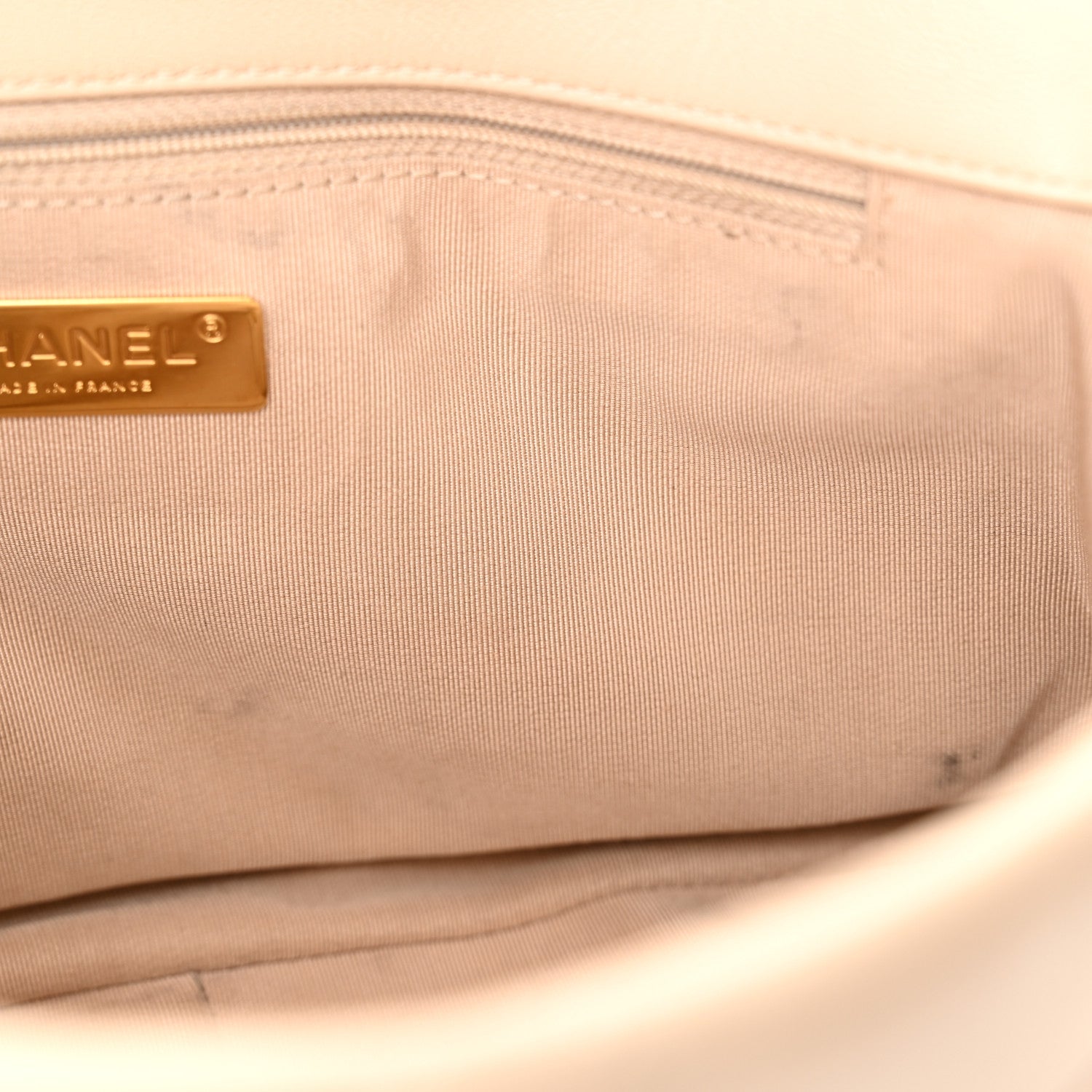 Goatskin Quilted Large Chanel 19 Flap Light Beige