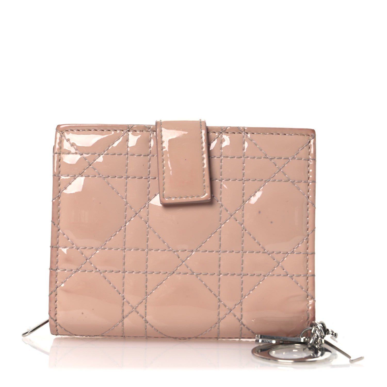 Patent Cannage Lady Dior Eden Wallet Rose Clair