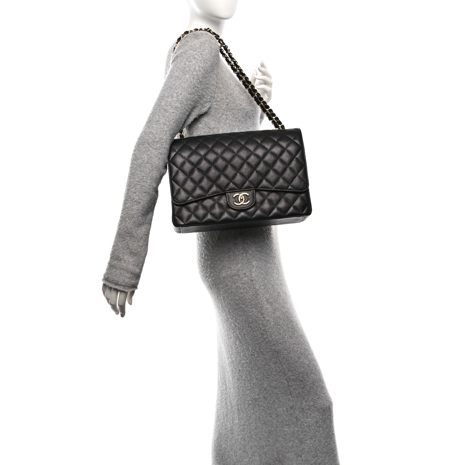 Caviar Quilted Maxi Double Flap Black