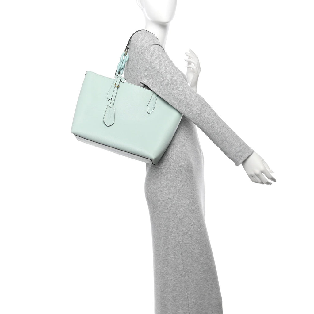 Calfskin Haymarket Check Small Reversible Tote Pale Opal