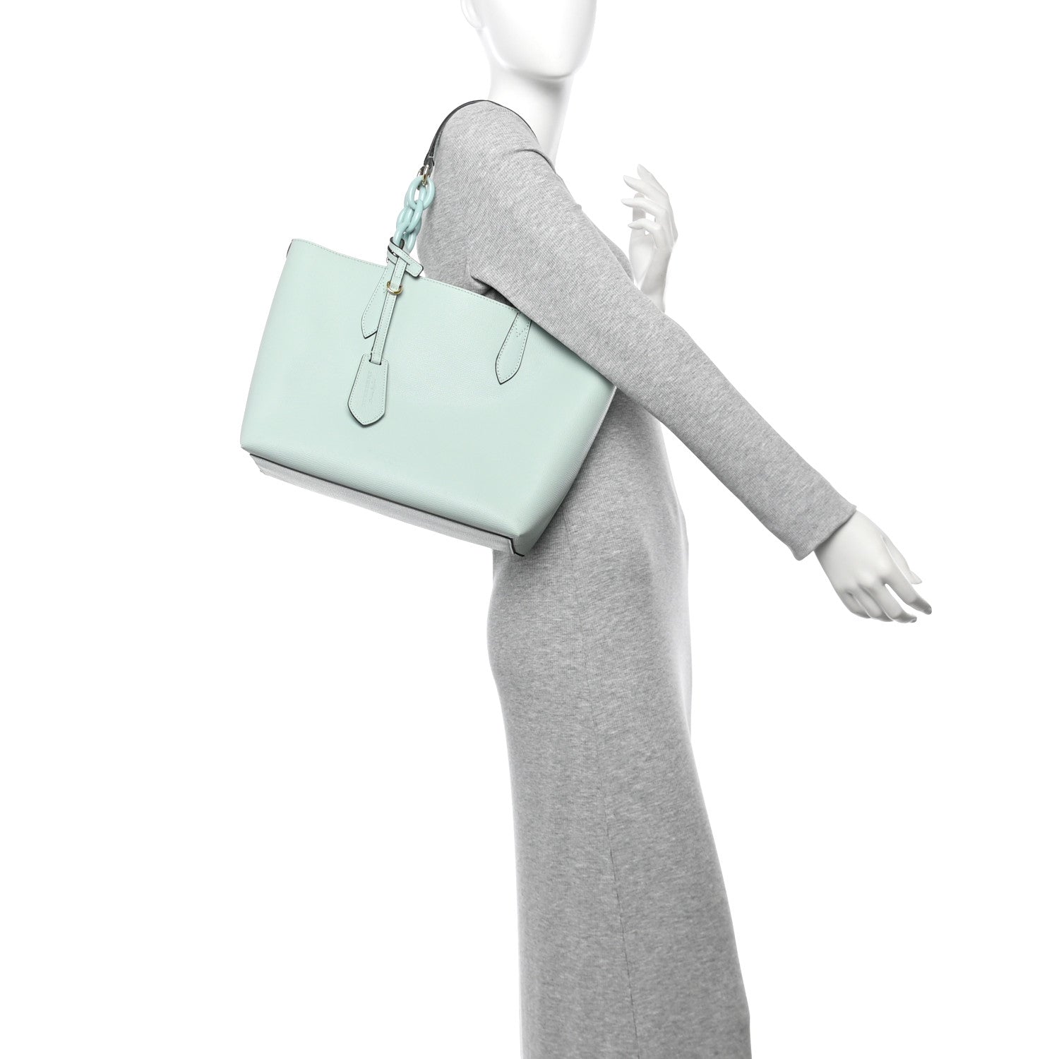 Calfskin Haymarket Check Small Reversible Tote Pale Opal