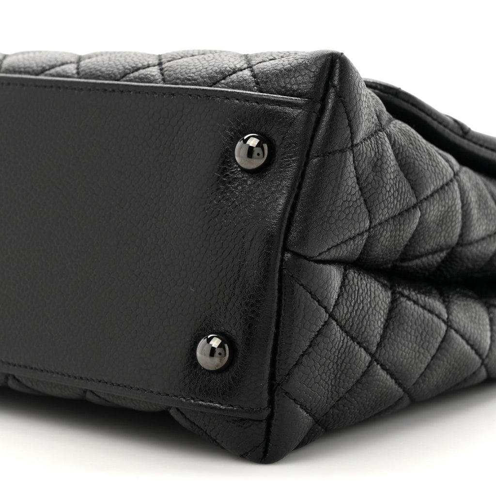 Caviar Quilted Small Coco Handle Flap So Black