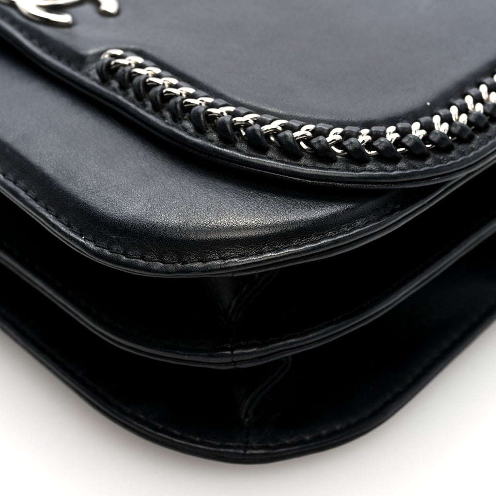 Calfskin Braided Small Chic Flap Black