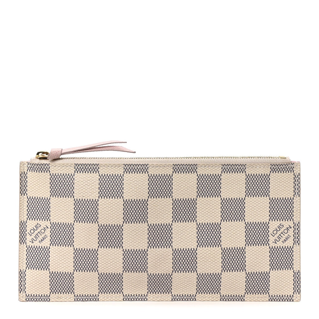 Damier Azur Felicie Chain Wallet Zippered Insert Rose Ballerine