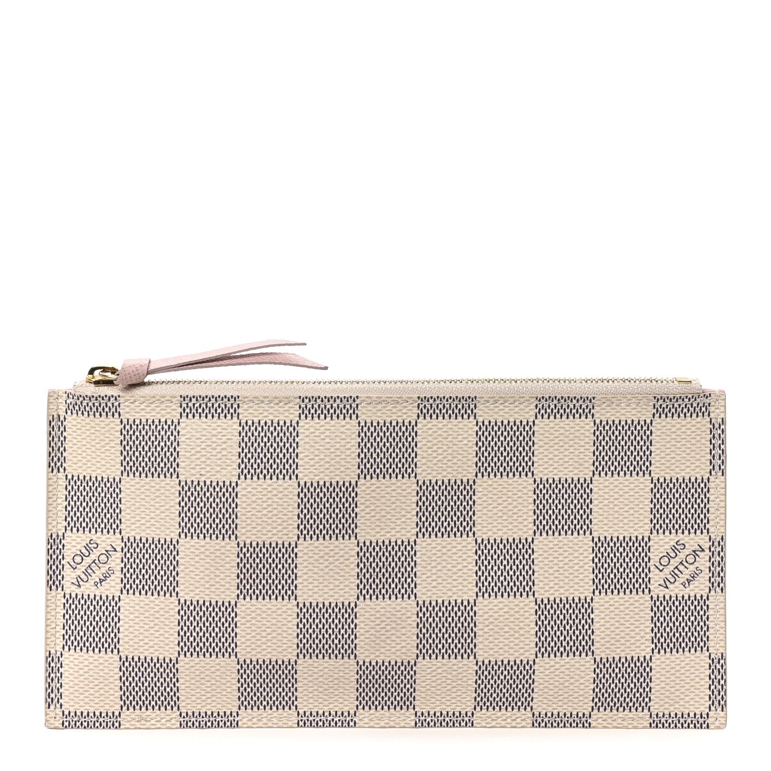 Damier Azur Felicie Chain Wallet Zippered Insert Rose Ballerine