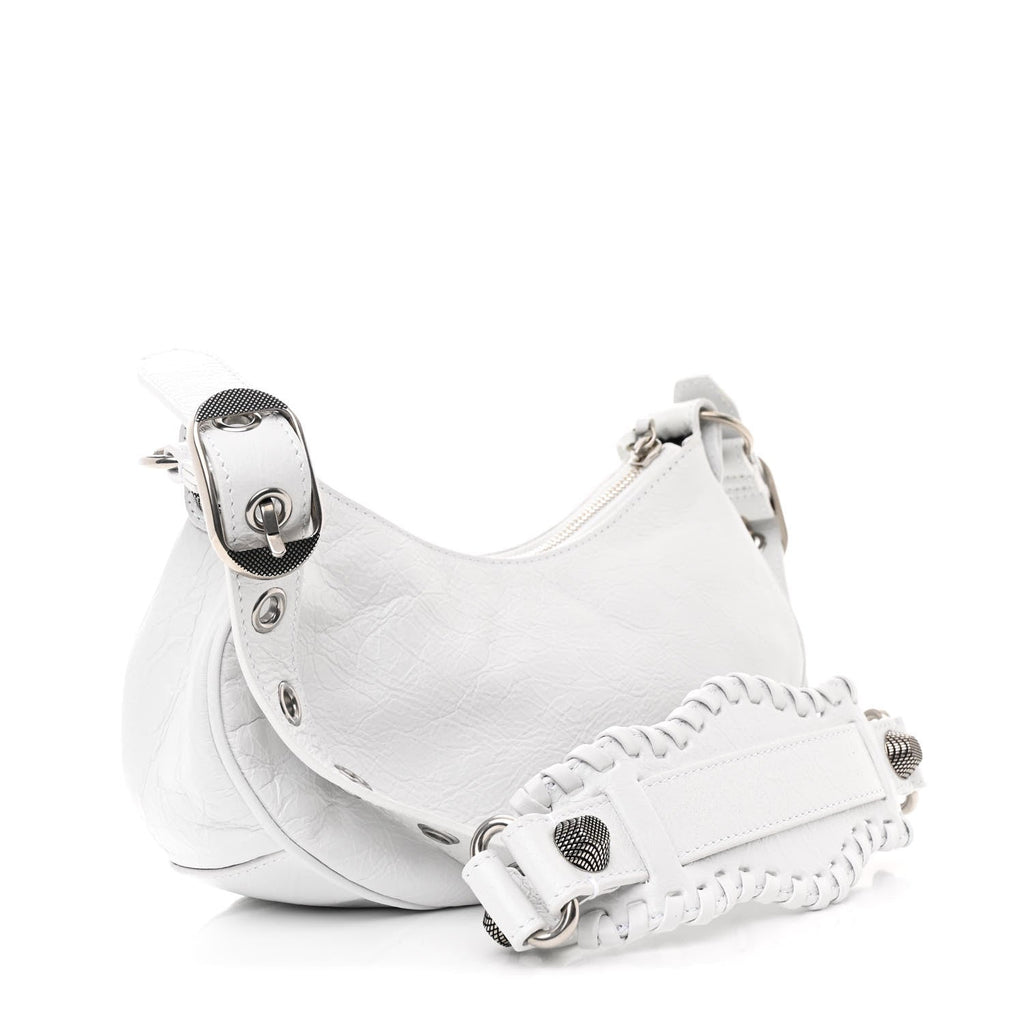Agneau Arena Lunar New Year Graffiti Logo Le Cagole Shoulder Bag XS Optic White