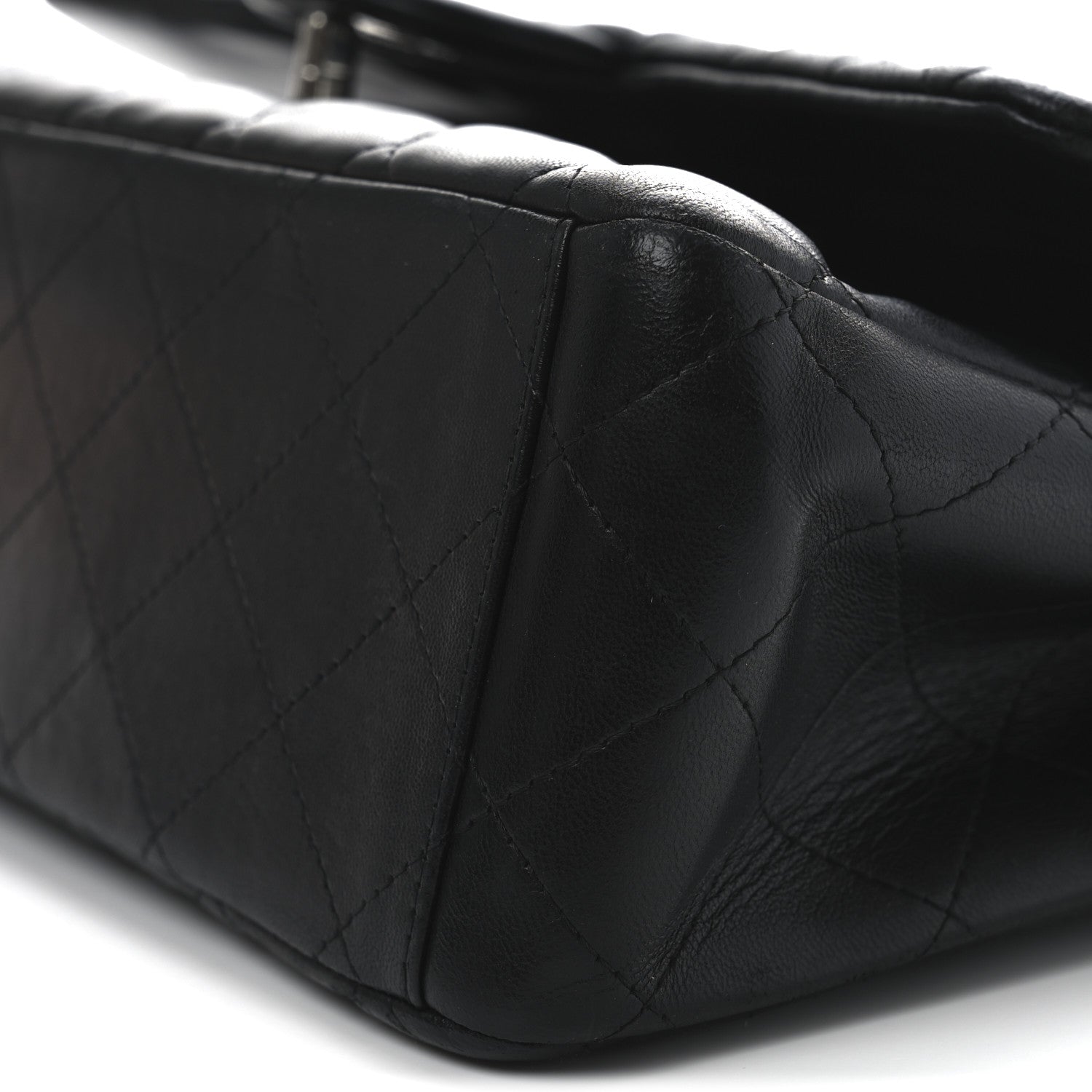 Lambskin Quilted Maxi Double Flap Black