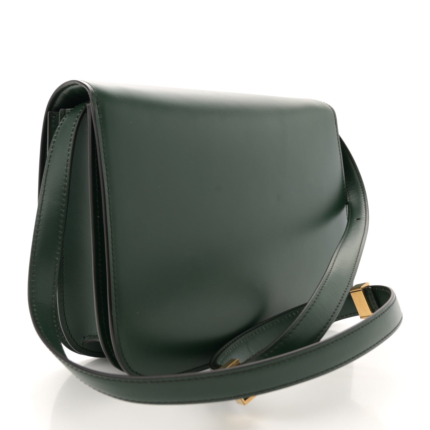 Box Calfskin Medium Classic Box Flap Bag Dark Green