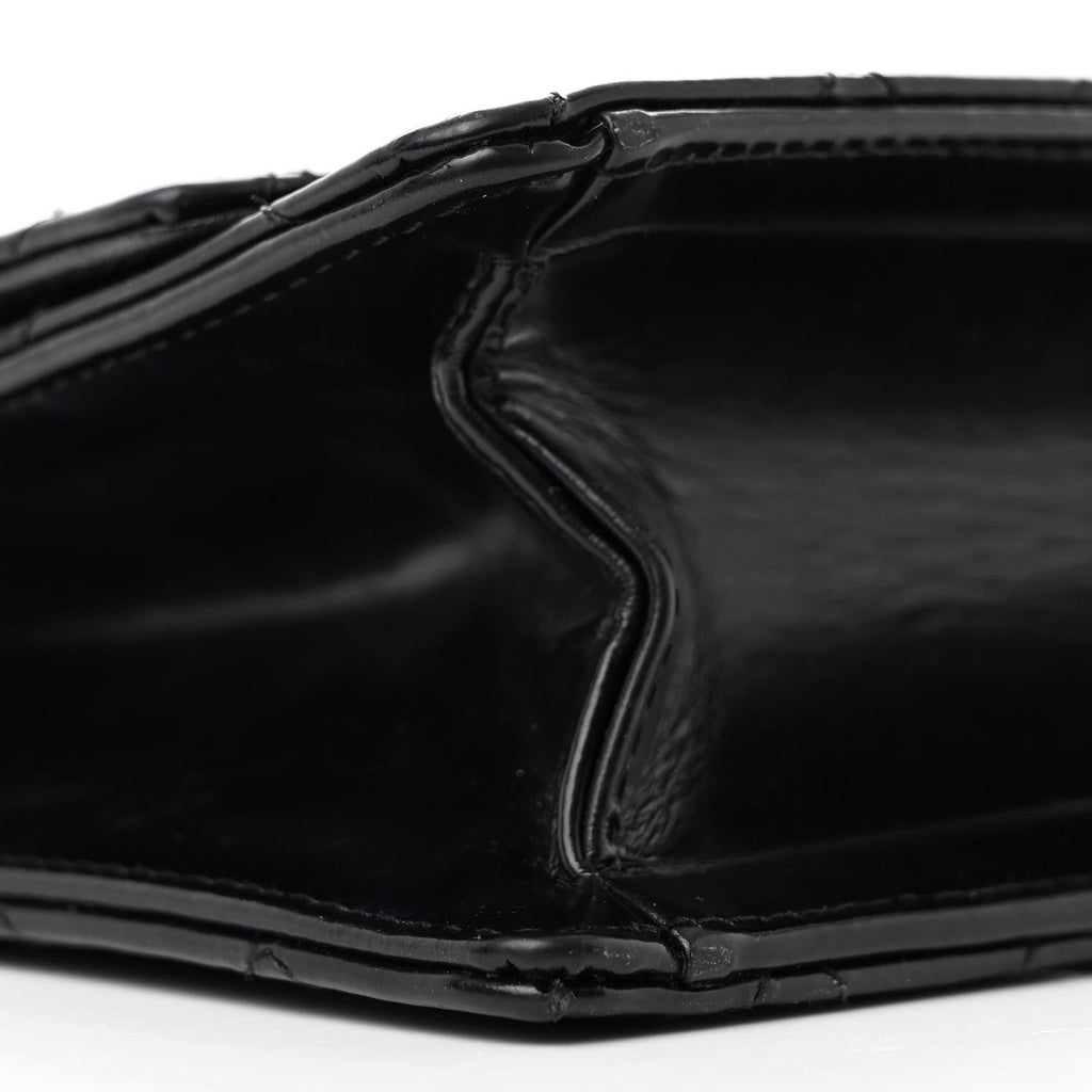 Patent Calfskin Quilted Mini Square Flap Black