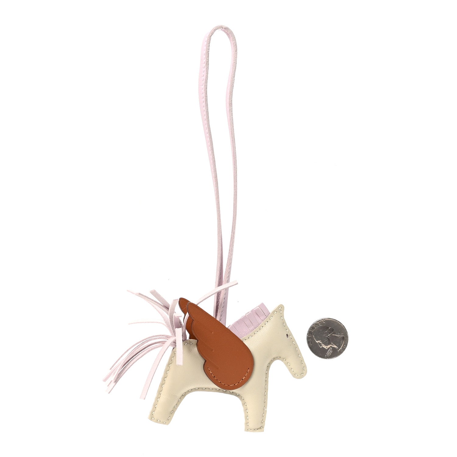 Milo Lambskin Grigri Rodeo Pegase Horse Bag Charm PM Craie Gold Mauve Pale