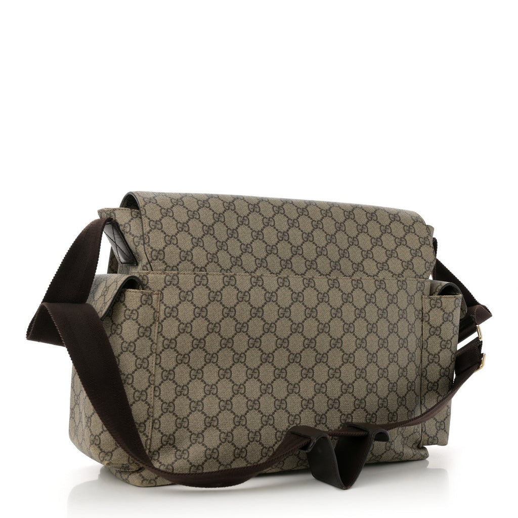 GG Plus Monogram Messenger Diaper Bag Dark Brown