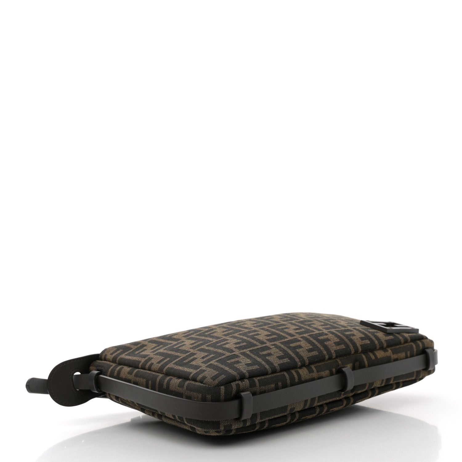Fabric Jacquard Vitello Grace FF 1974 Medium Simply Fendi Shoulder Bag Tobacco Moro Ebano
