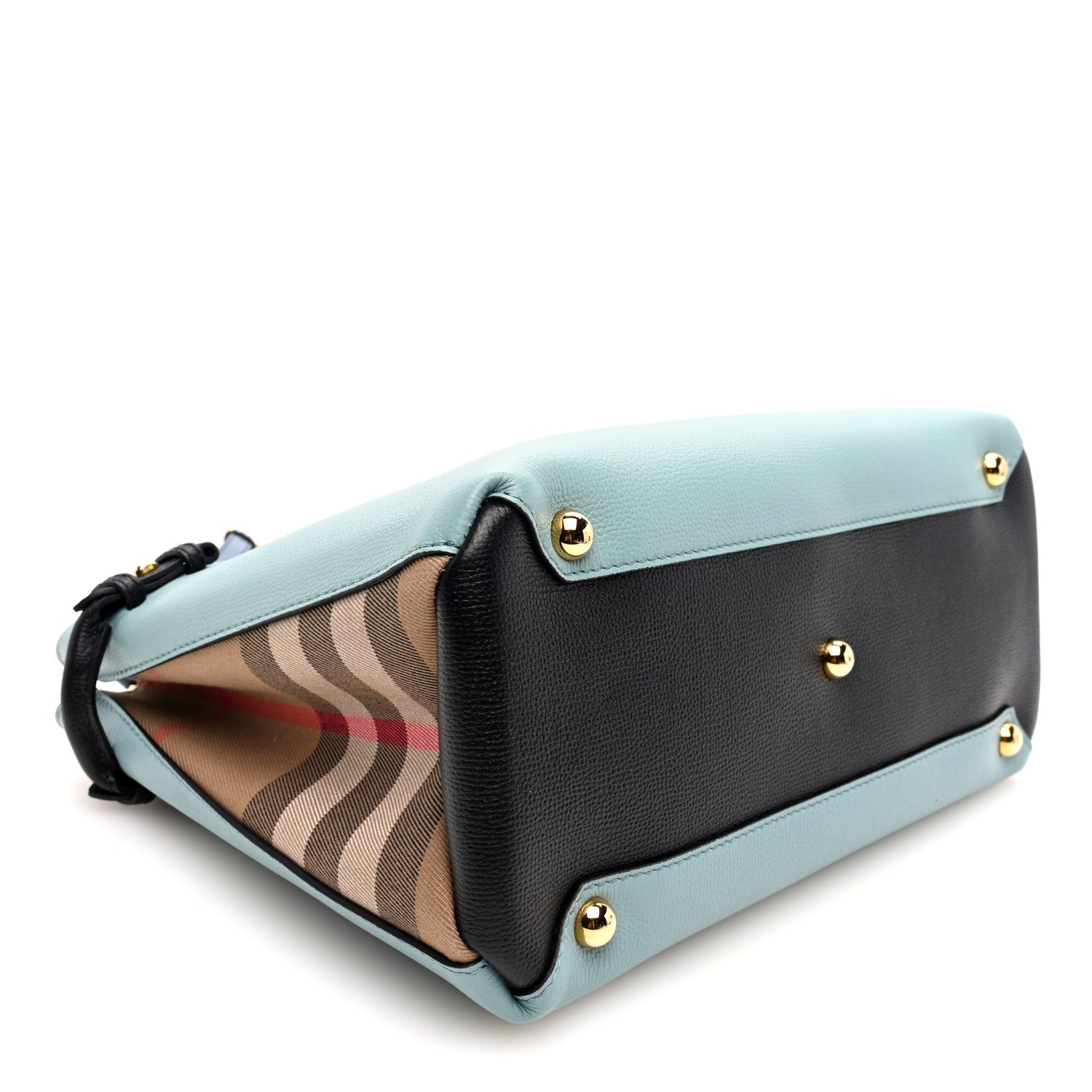 Derby Calfskin Vintage Check Medium Banner Tote Pale Opal Slate Blue