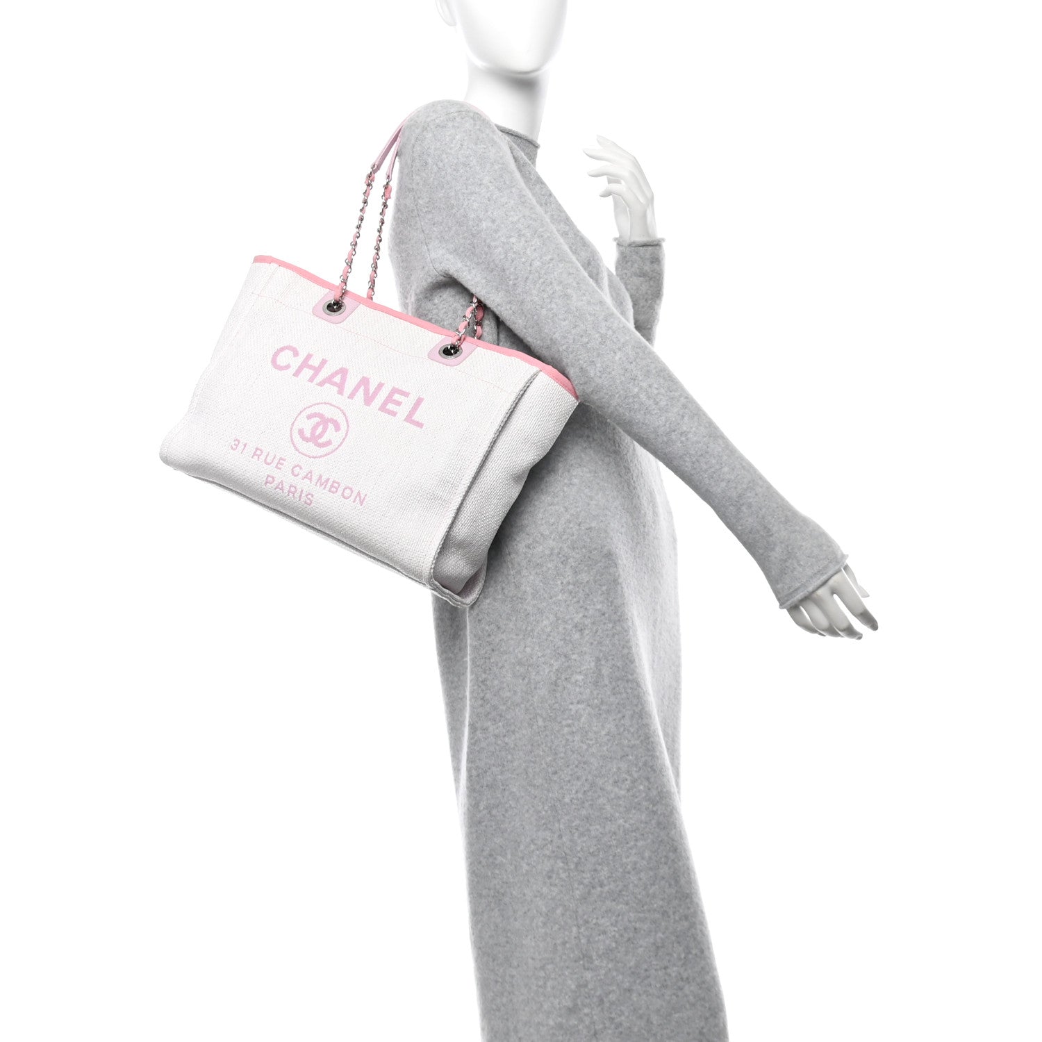Woven Straw Raffia Small Deauville Tote Pink