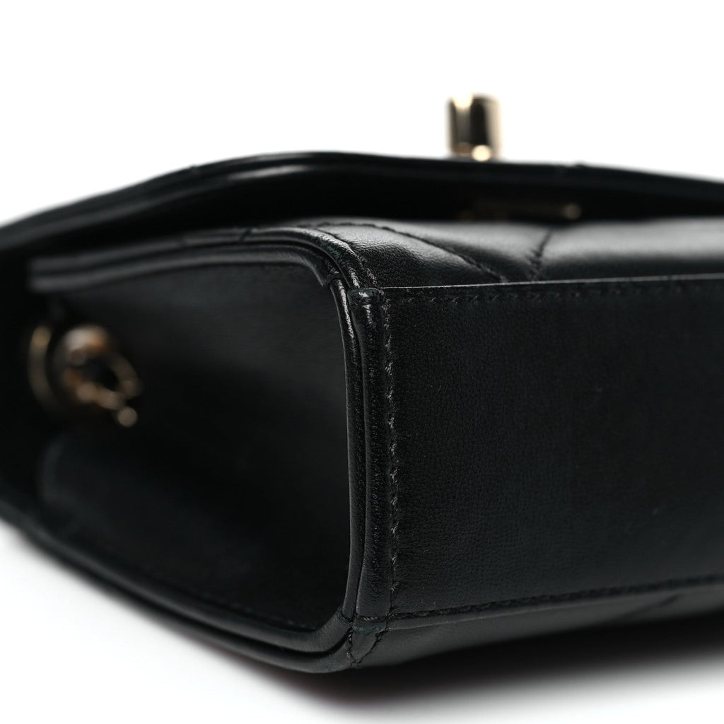 Lambskin Quilted Mini Trendy CC Chain Wallet Black