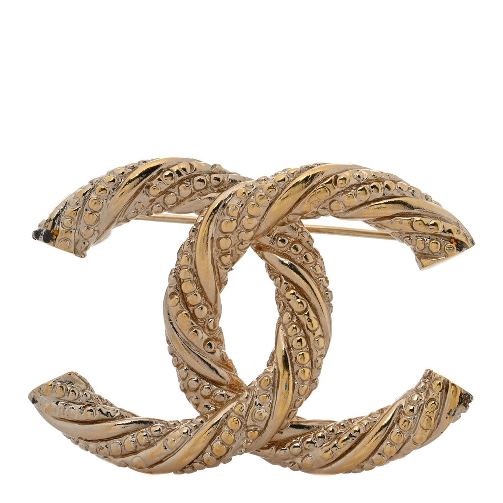 Twisted CC Brooch Light Gold