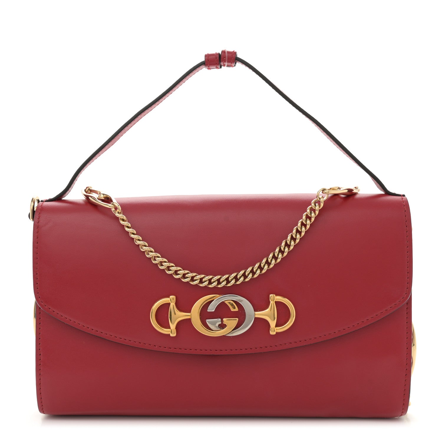 Smooth Calfskin Small Zumi Top Handle Shoulder Bag Hibiscus Red