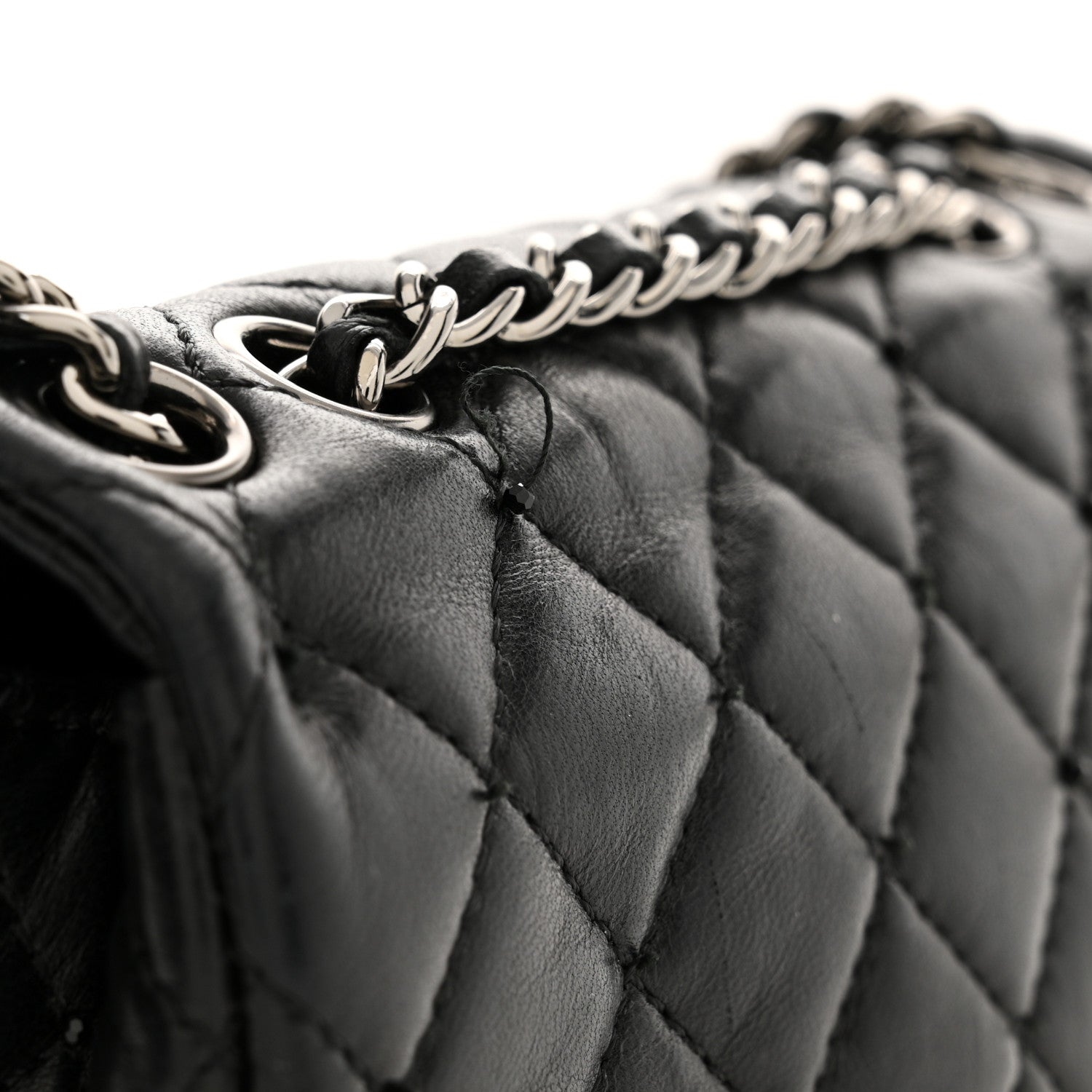 Lambskin Quilted Beaded Extra Mini Rectangular Flap Black