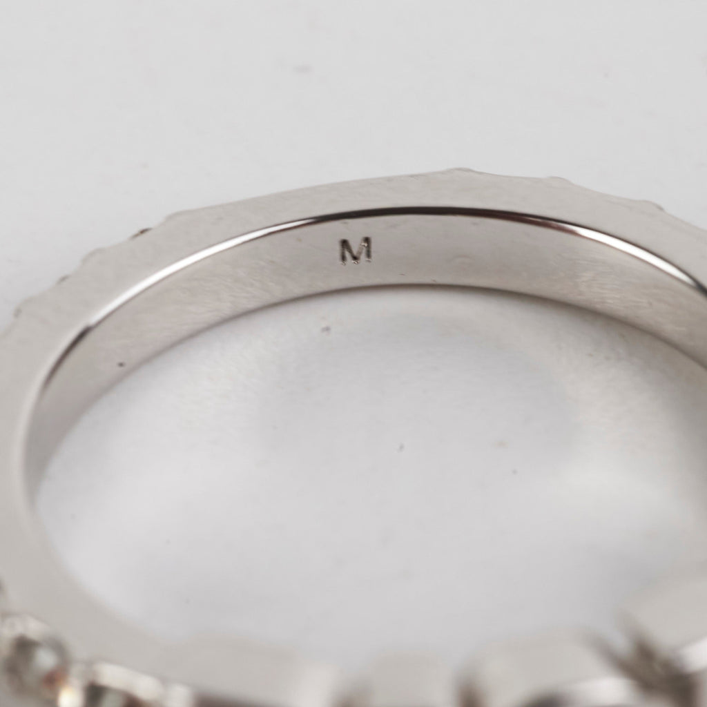 Christian Dior Logo Silver Rhinestone Ring Size M Costume Jewellery