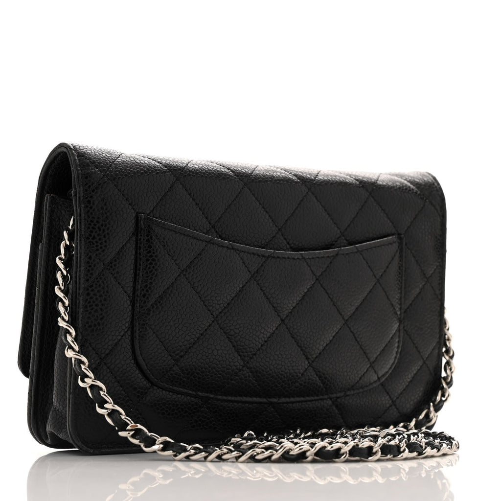 Caviar Quilted Wallet on Chain WOC Black