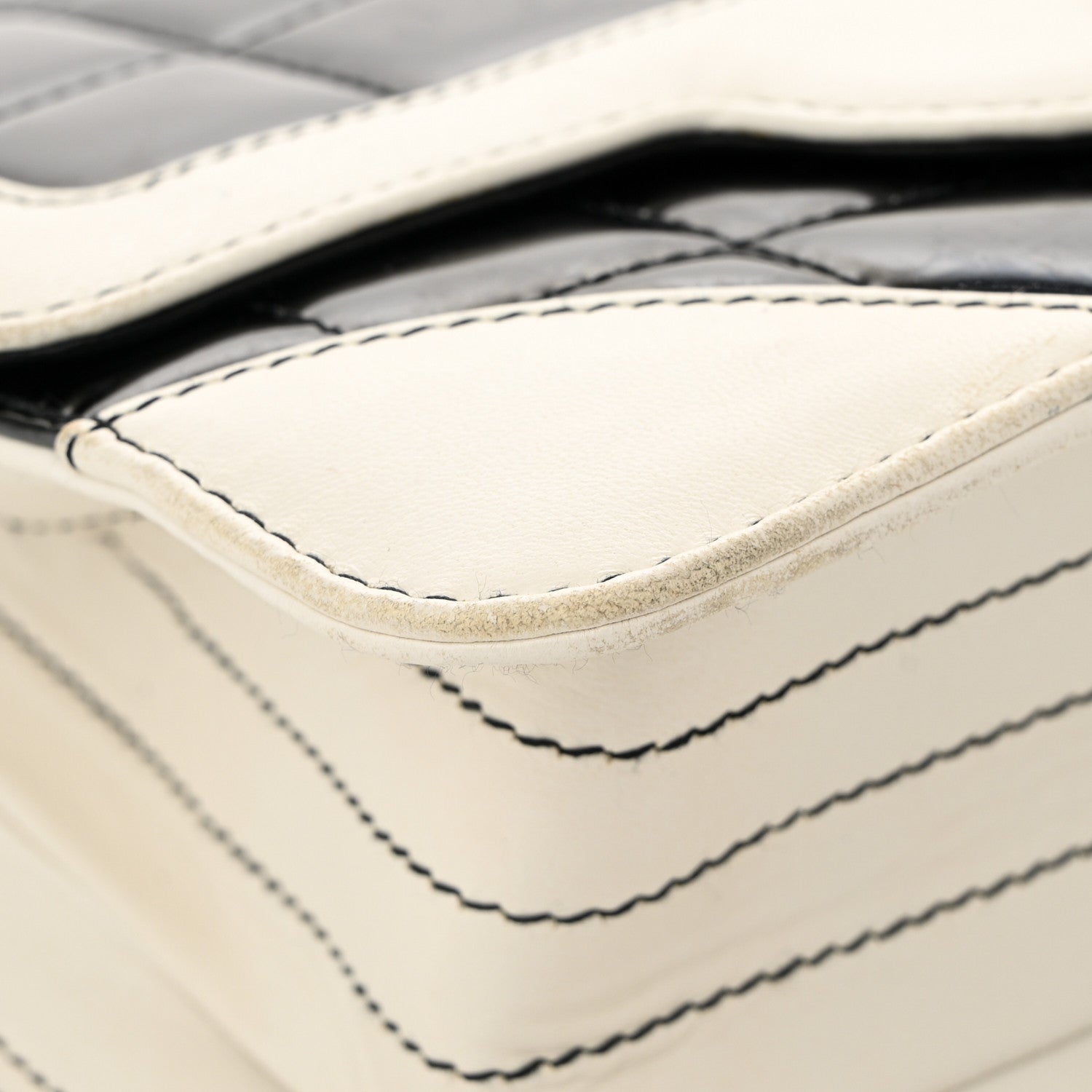 Lambskin Patent Chocolate Bar Flap Black White