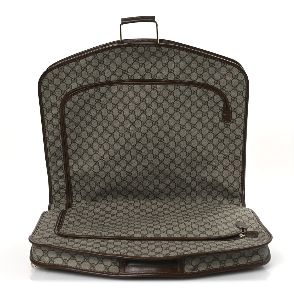 GG Supreme Monogram Azalea Calfskin Retro Interlocking G Hanger Garment Bag Beige Ebony Brown Sugar