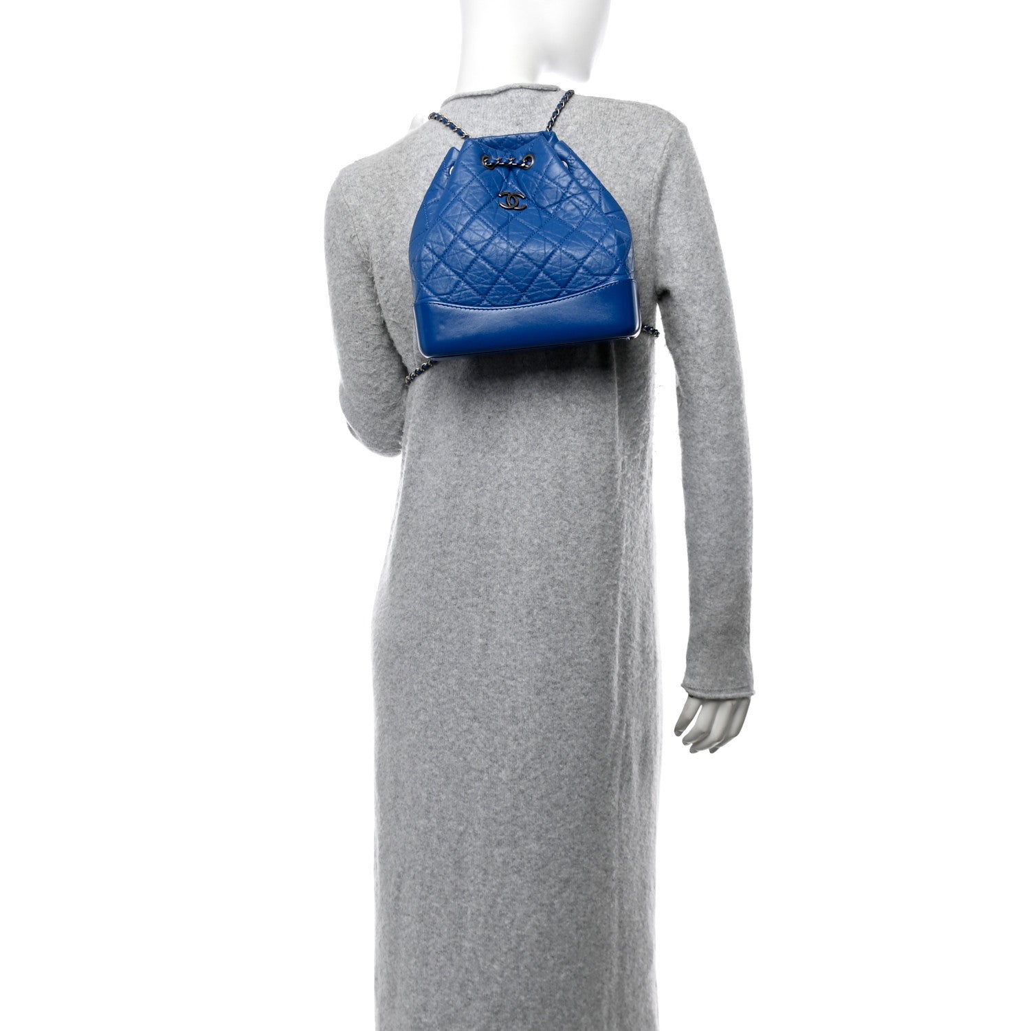 Aged Calfskin Quilted Gabrielle Backpack Blue