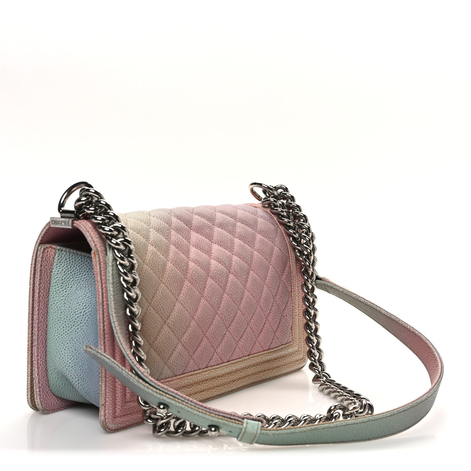 Caviar Quilted Medium Cuba Rainbow Boy Flap Pink Multicolor