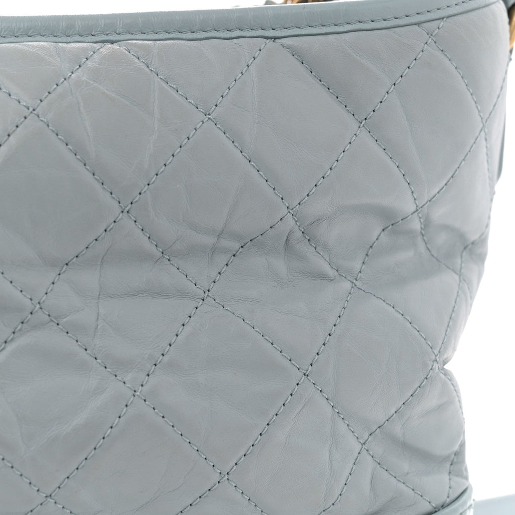 Aged Calfskin Quilted Medium Gabrielle Hobo Light Blue