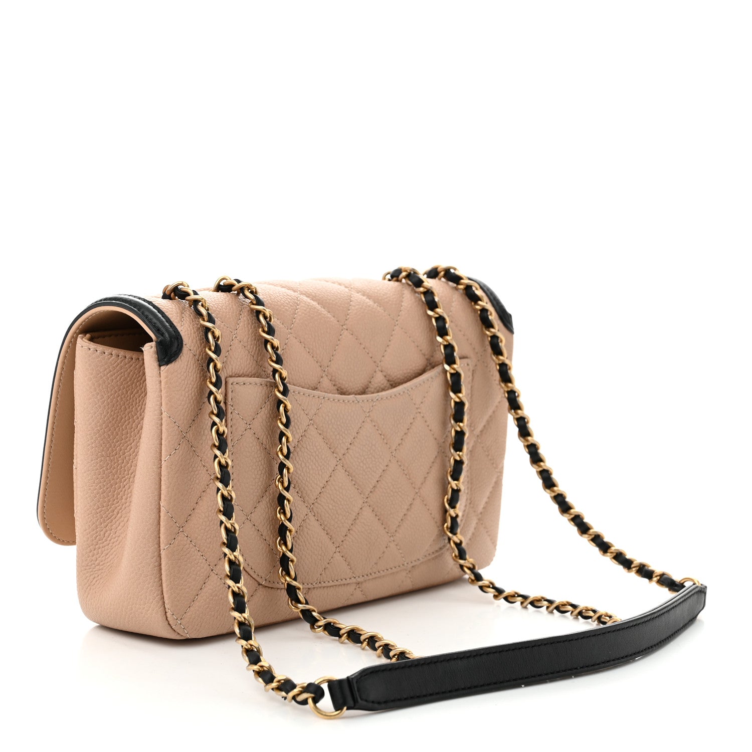 Caviar Quilted Small CC Filigree Flap Beige Black