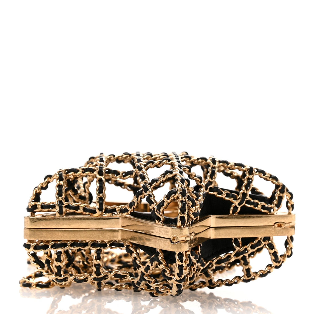 Metal CC Star Minaudiere Crossbody Gold Black