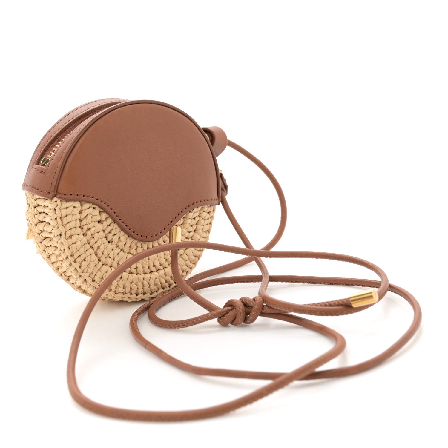 Raffia Round Camera Bag Beige Naturel