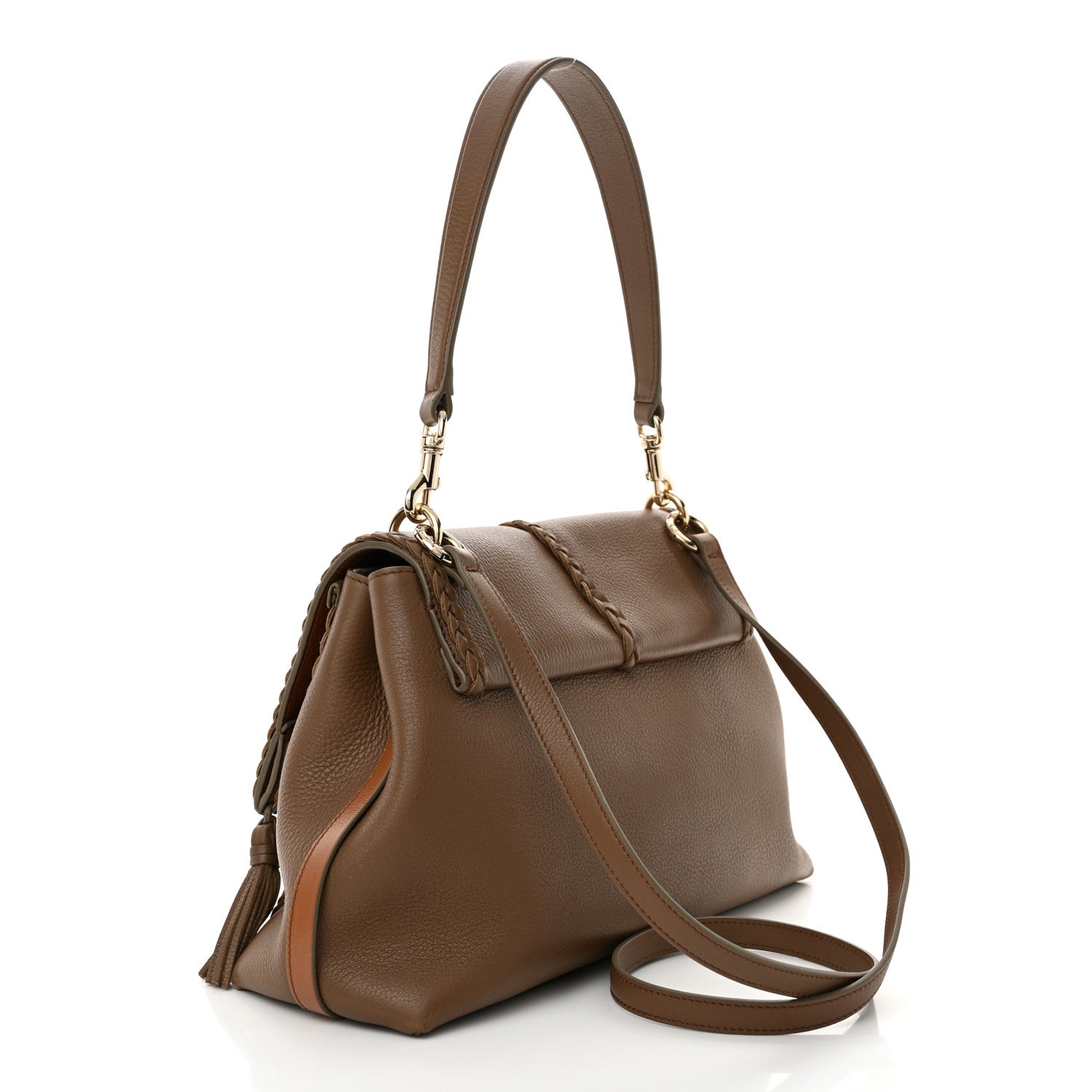 Grained Calfskin Medium Penelope Shoulder Bag Nut
