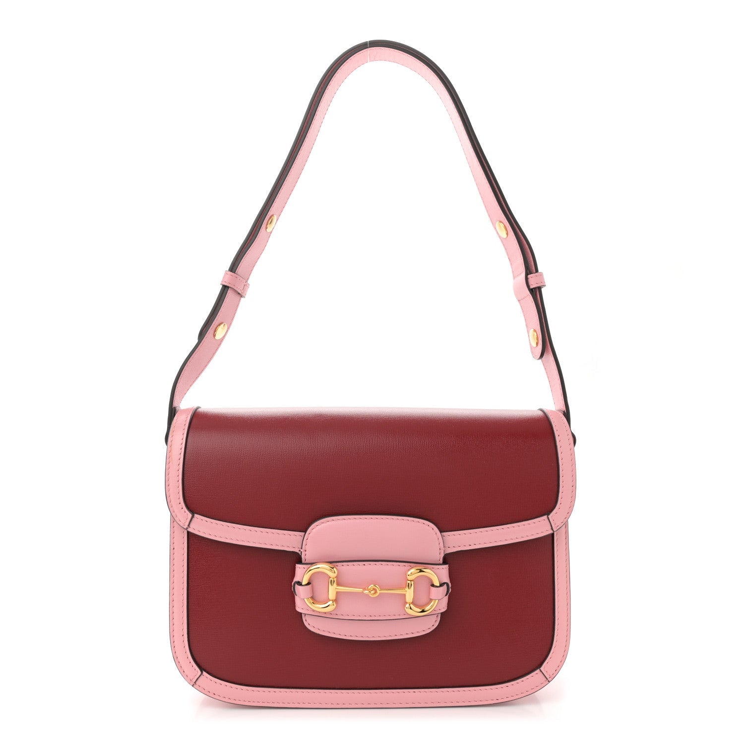 Azalea Calfskin Horsebit 1955 Shoulder Bag New Cherry Red Wild Rose