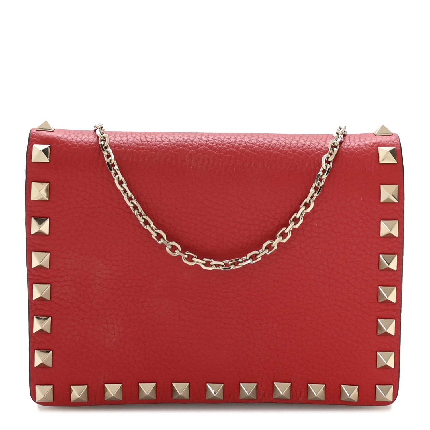 Vitello Rockstud Wallet On Chain Rouge Pur