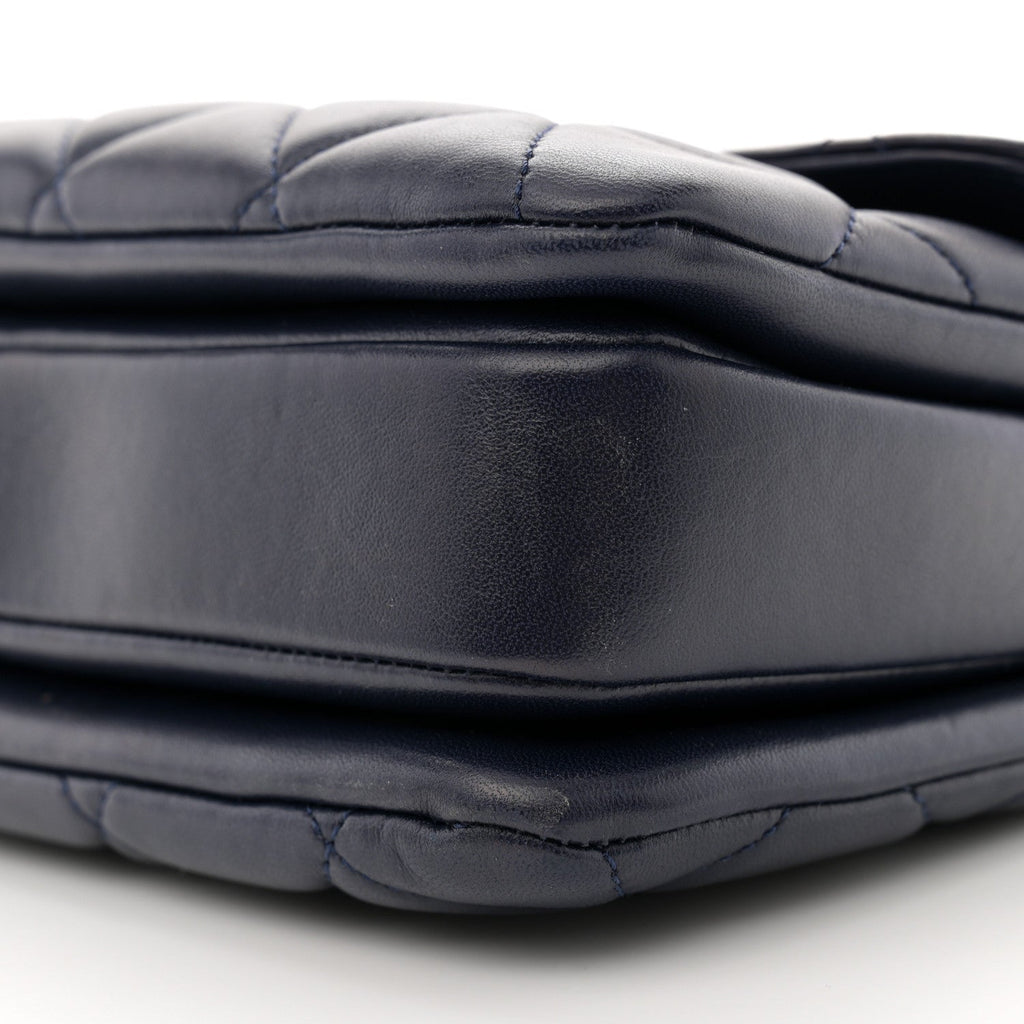 Lambskin Quilted Small Trendy CC Flap Dual Handle Bag Navy