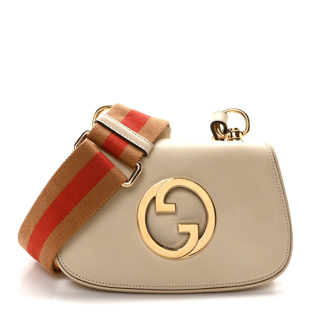 Roxy Calfskin Web Mini Blondie Shoulder Bag White